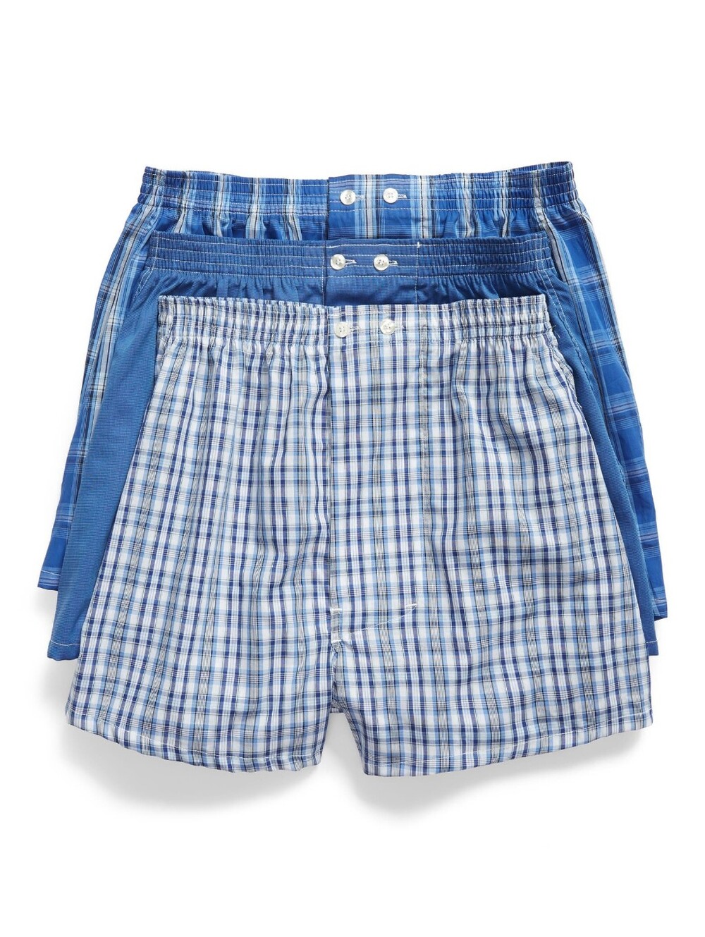 Nordstrom 3-Pack Classic Fit Boxer 38 NEW Blue Dazzle solid plaid stripe